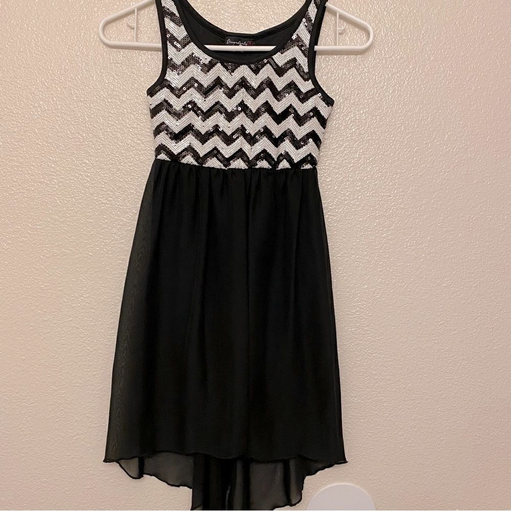 Disorderly Kids girls Chiffon hi lo sequin chevron sleeves formal dress -8